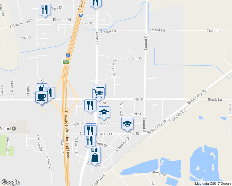 map of restaurants, bars, coffee shops, grocery stores, and more near 3527 Savage Drive in Cottonwood