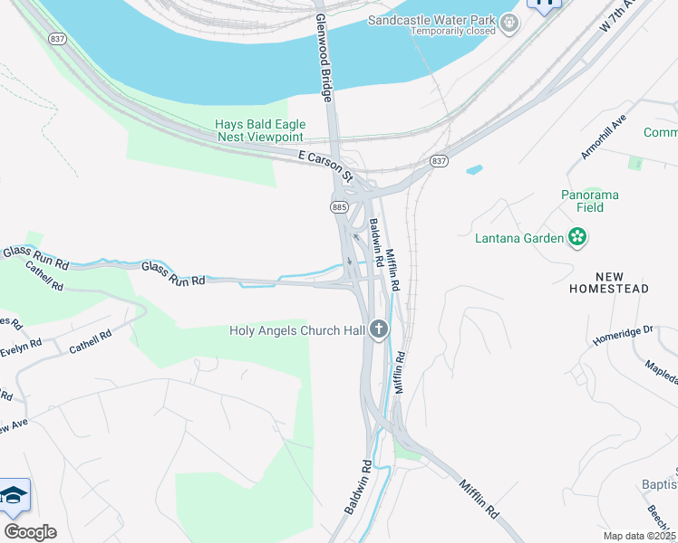 map of restaurants, bars, coffee shops, grocery stores, and more near 227 Glass Run Road in Pittsburgh