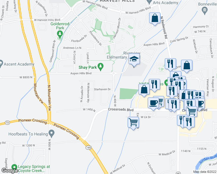 map of restaurants, bars, coffee shops, grocery stores, and more near 418 Starhaven Drive in Saratoga Springs