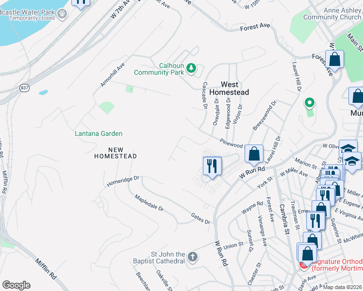 map of restaurants, bars, coffee shops, grocery stores, and more near 1439 Overdale Drive in Homestead