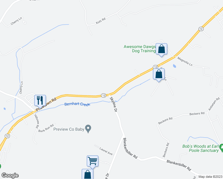 map of restaurants, bars, coffee shops, grocery stores, and more near 3002 Pricetown Road in Temple
