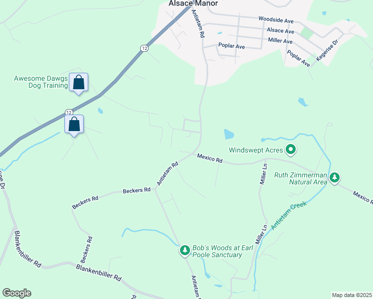 map of restaurants, bars, coffee shops, grocery stores, and more near 140 Antietam Road in Temple