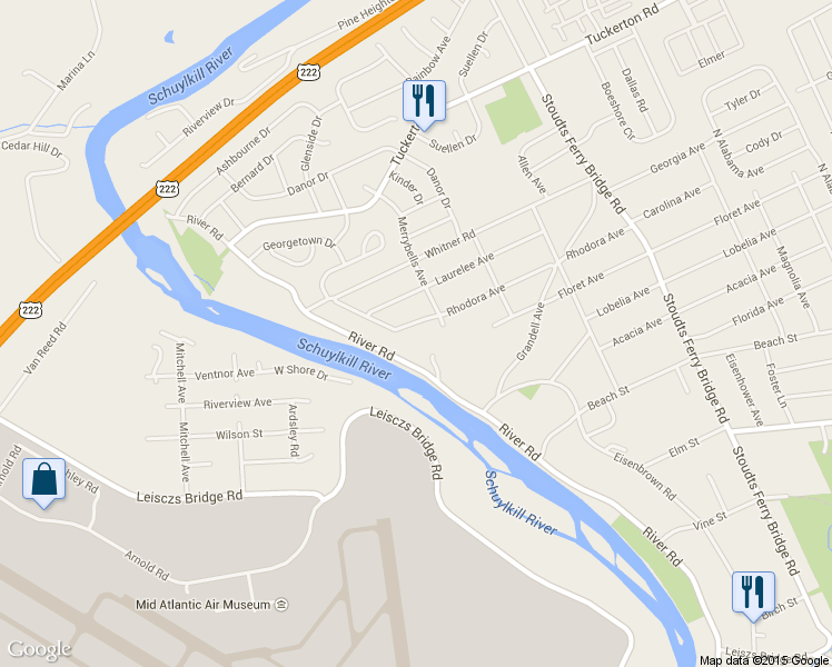 map of restaurants, bars, coffee shops, grocery stores, and more near 1108 Rhodora Avenue in Reading