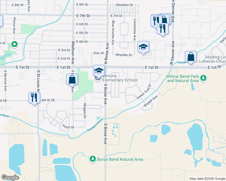 map of restaurants, bars, coffee shops, grocery stores, and more near 351 Lark Bunting Avenue in Loveland