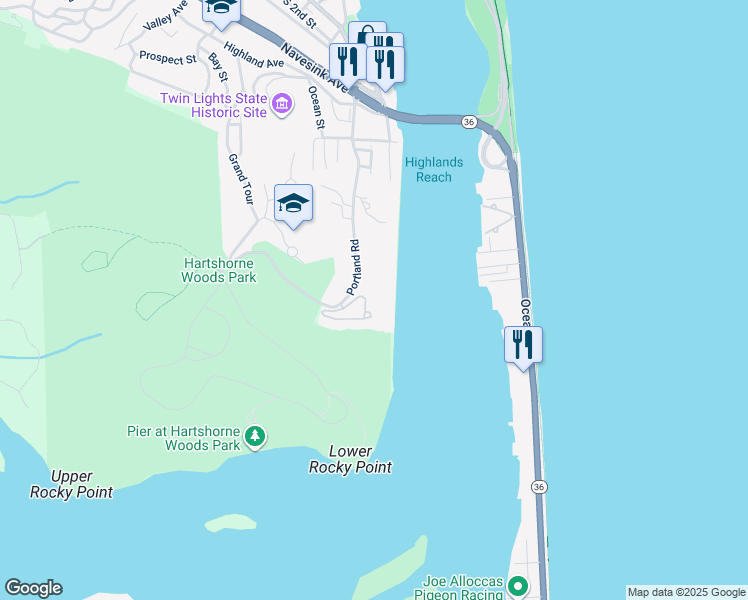 map of restaurants, bars, coffee shops, grocery stores, and more near 160 Portland Road in Highlands