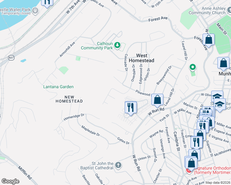 map of restaurants, bars, coffee shops, grocery stores, and more near 1439 Overdale Drive in Homestead