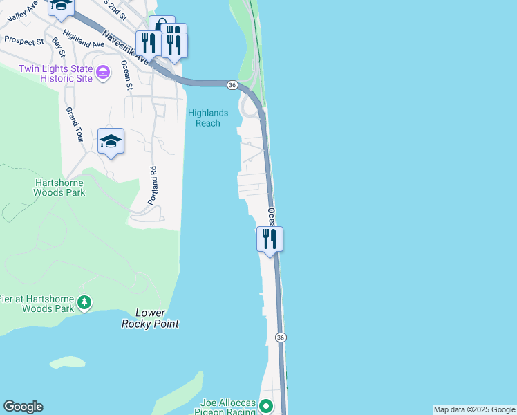 map of restaurants, bars, coffee shops, grocery stores, and more near 260 Ocean Avenue in Sea Bright