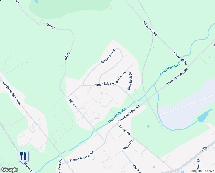 map of restaurants, bars, coffee shops, grocery stores, and more near 22 Stone Edge Rd in Sellersville
