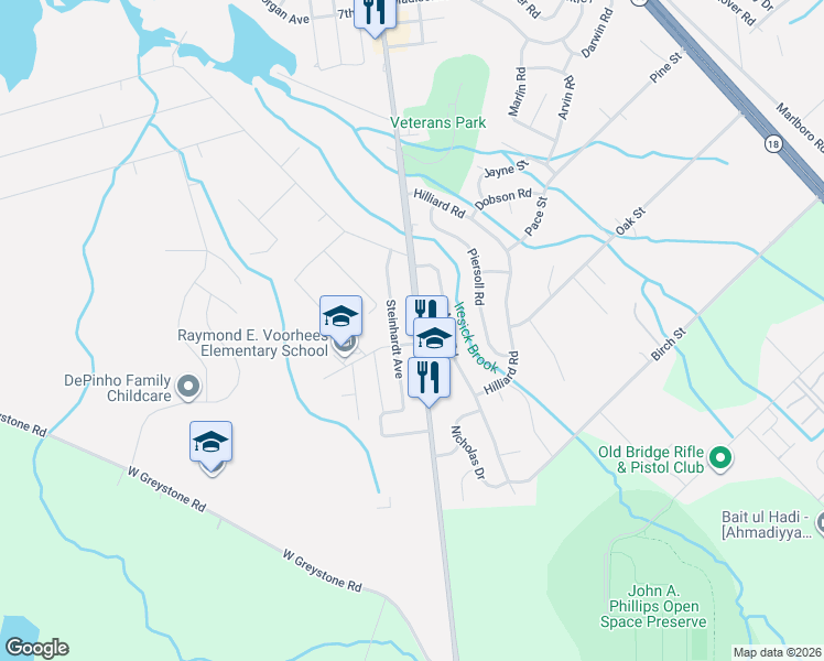 map of restaurants, bars, coffee shops, grocery stores, and more near 1299 Englishtown Road in Old Bridge