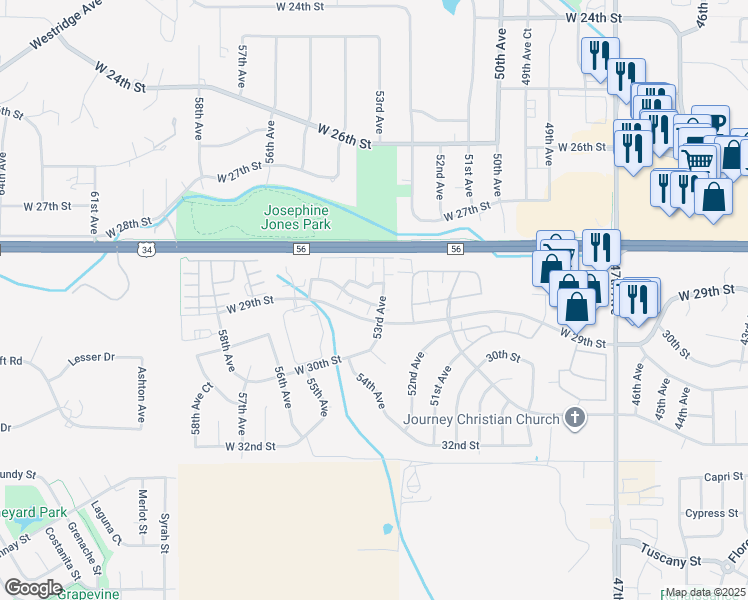 map of restaurants, bars, coffee shops, grocery stores, and more near 5551 West 29th Street in Greeley