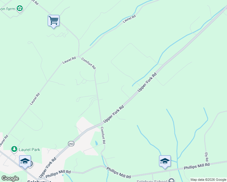 map of restaurants, bars, coffee shops, grocery stores, and more near 3054 Comfort Road in New Hope