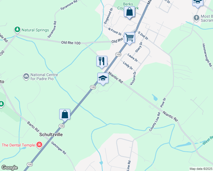 map of restaurants, bars, coffee shops, grocery stores, and more near 1406 Route 100 in Barto
