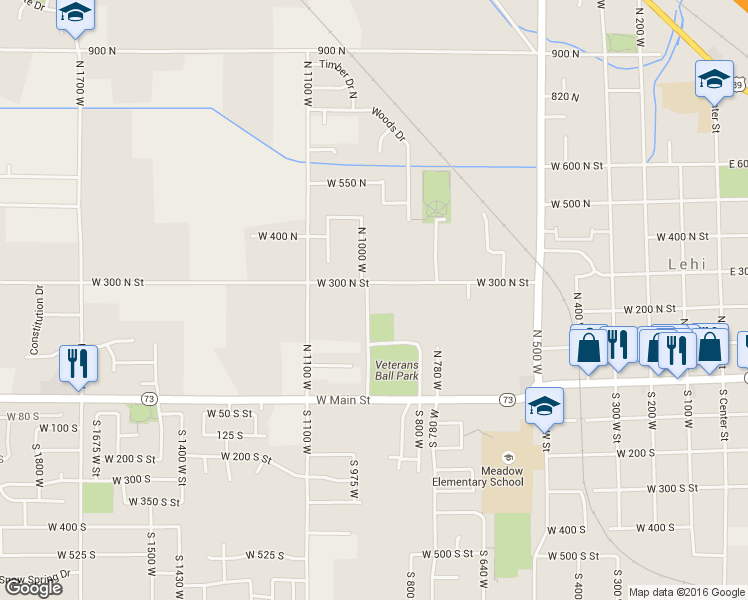 map of restaurants, bars, coffee shops, grocery stores, and more near 949 West 300 North in Lehi