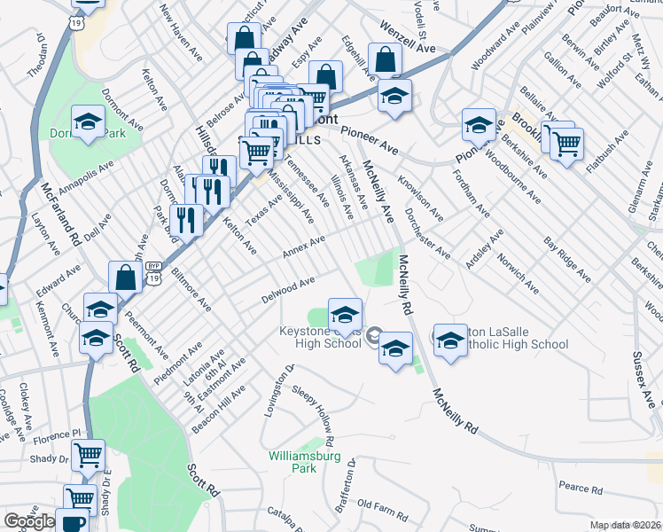 map of restaurants, bars, coffee shops, grocery stores, and more near 1114 Wisconsin Avenue in Pittsburgh