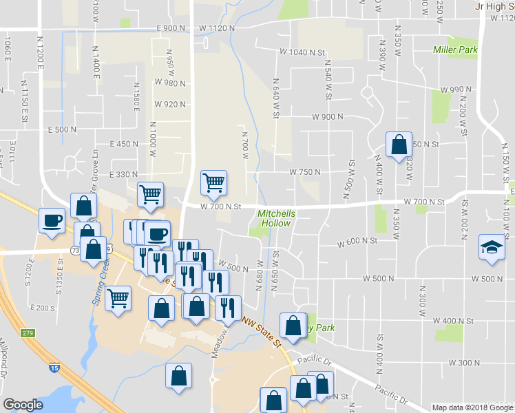 map of restaurants, bars, coffee shops, grocery stores, and more near 689 West 700 North Street in American Fork