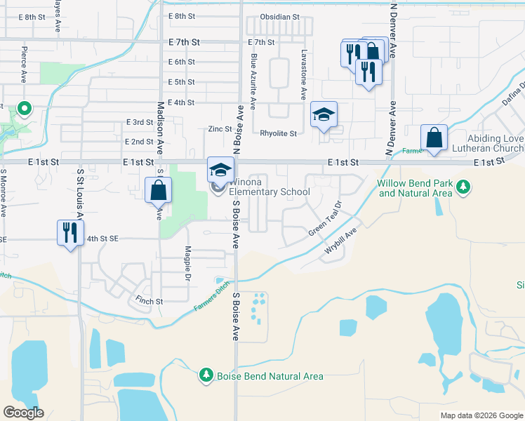 map of restaurants, bars, coffee shops, grocery stores, and more near 351 Lark Bunting Avenue in Loveland