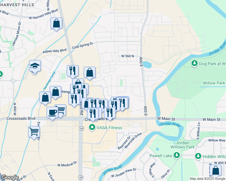 map of restaurants, bars, coffee shops, grocery stores, and more near 1570 Venetian Way in Saratoga Springs