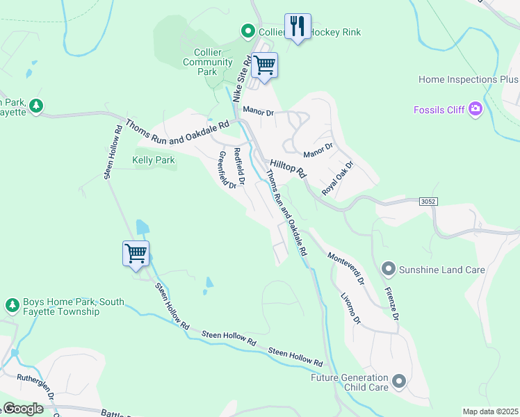 map of restaurants, bars, coffee shops, grocery stores, and more near 221 Redfield Drive in Oakdale
