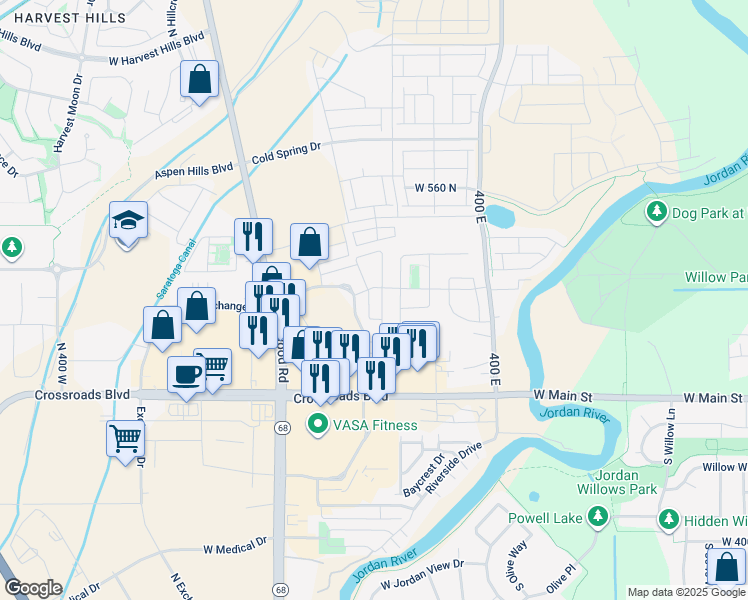 map of restaurants, bars, coffee shops, grocery stores, and more near 1572 North Catagena Parkway in Saratoga Springs