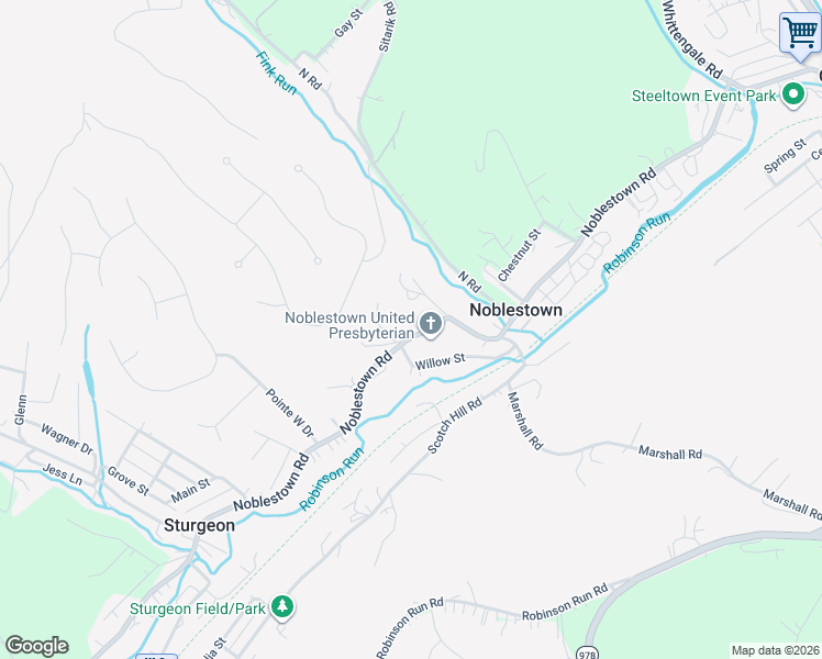 map of restaurants, bars, coffee shops, grocery stores, and more near 714 Noblestown Road in Carnegie