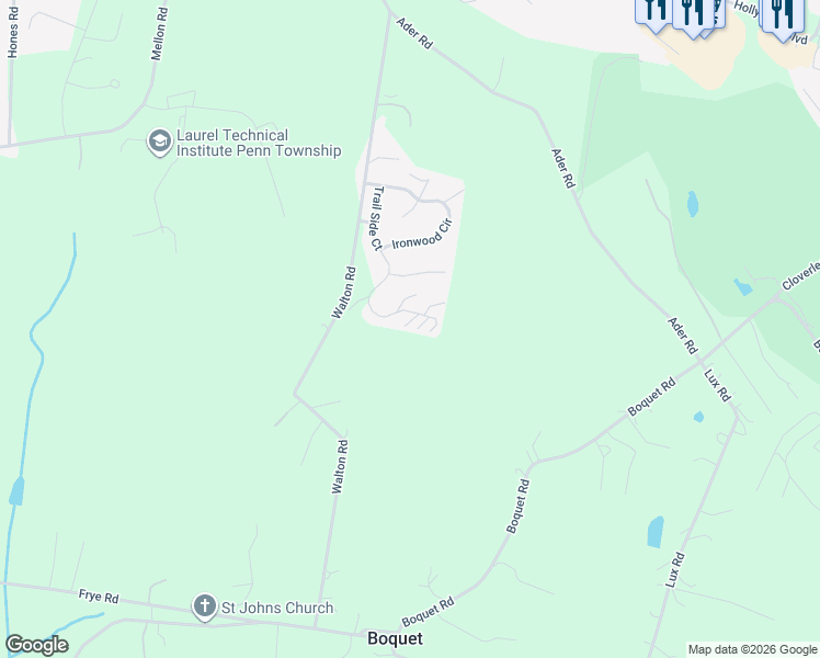 map of restaurants, bars, coffee shops, grocery stores, and more near 5040 Trail Side Court in Jeannette