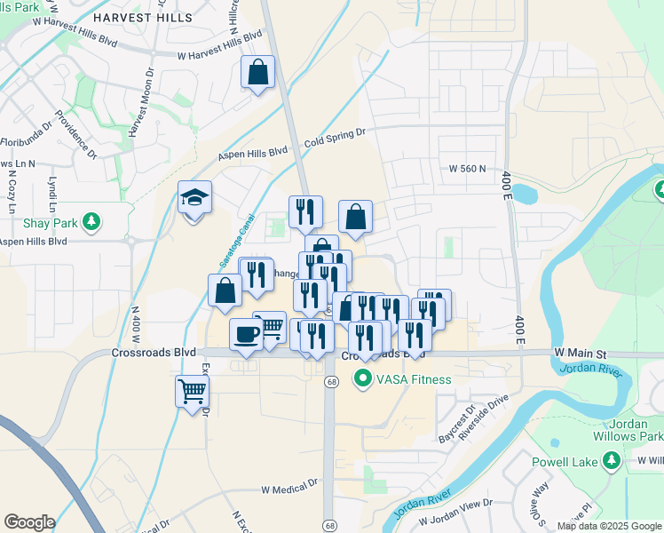 map of restaurants, bars, coffee shops, grocery stores, and more near 2720 North Street in Saratoga Springs