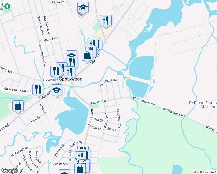map of restaurants, bars, coffee shops, grocery stores, and more near 44 Landvale Road in Spotswood