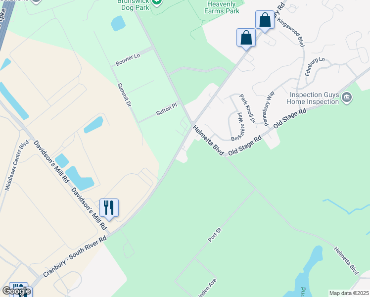 map of restaurants, bars, coffee shops, grocery stores, and more near 752 Cranbury Road in East Brunswick