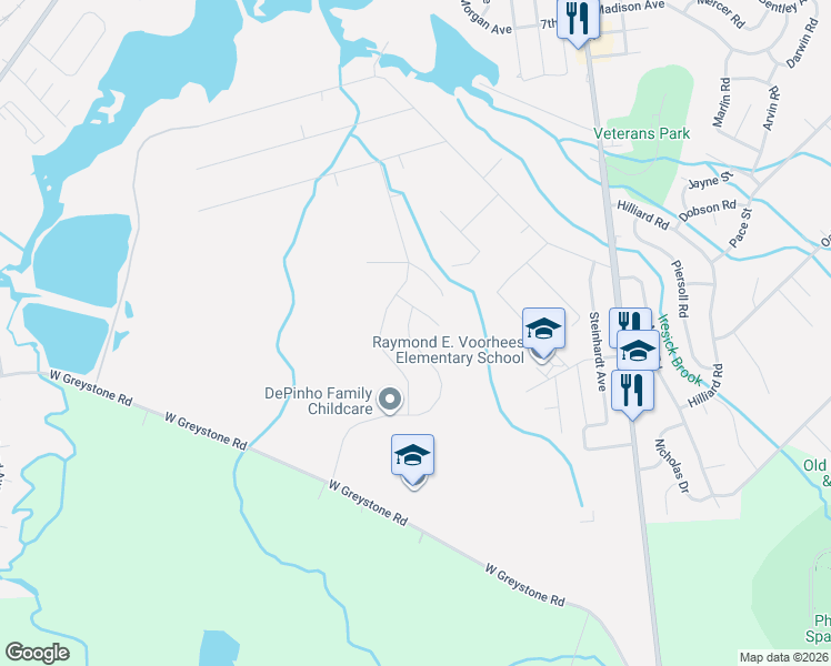 map of restaurants, bars, coffee shops, grocery stores, and more near 6 Emily Drive in Old Bridge