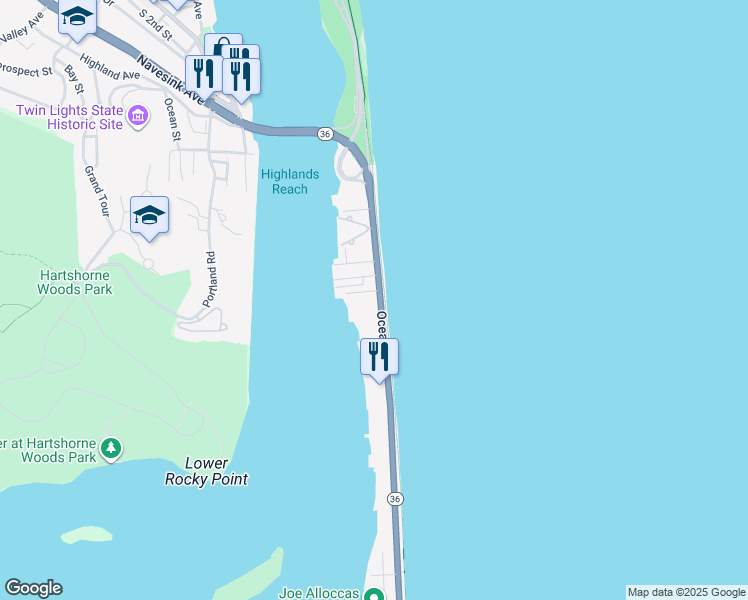 map of restaurants, bars, coffee shops, grocery stores, and more near 252 Ocean Avenue in Sea Bright