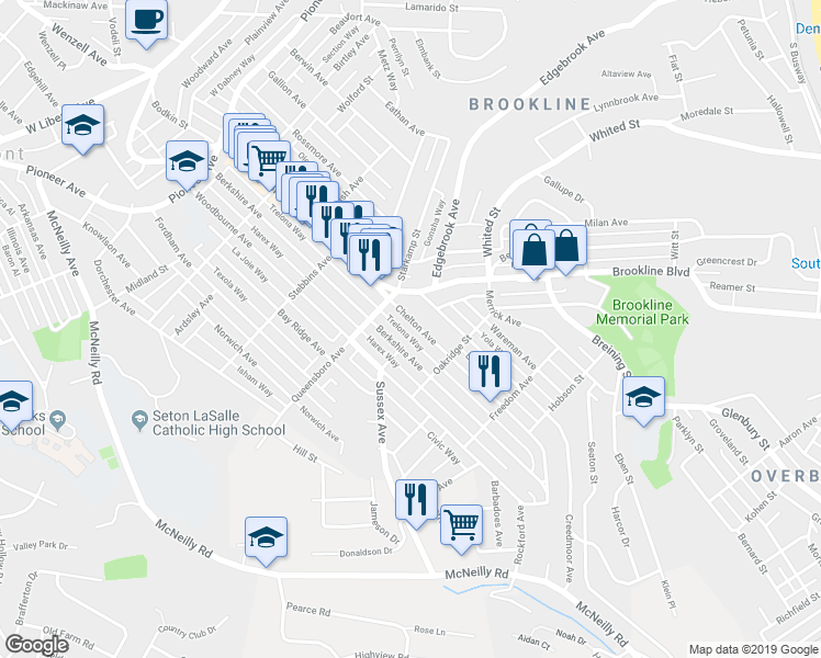 map of restaurants, bars, coffee shops, grocery stores, and more near 1044 Chelton Avenue in Pittsburgh