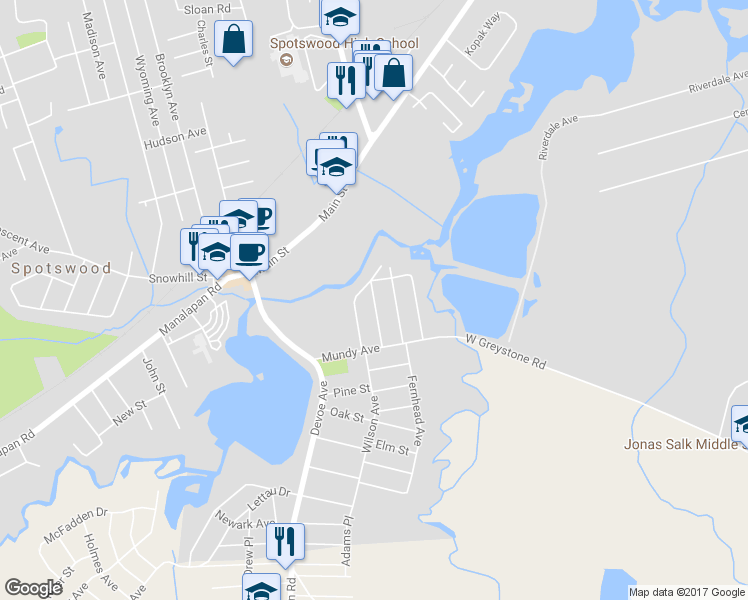 map of restaurants, bars, coffee shops, grocery stores, and more near 44 Landvale Road in Spotswood