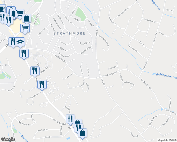 map of restaurants, bars, coffee shops, grocery stores, and more near 114 Duda Lane in Matawan