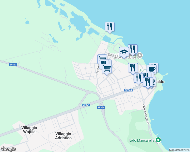 map of restaurants, bars, coffee shops, grocery stores, and more near 3 Via Gioia Flavio in San Cataldo