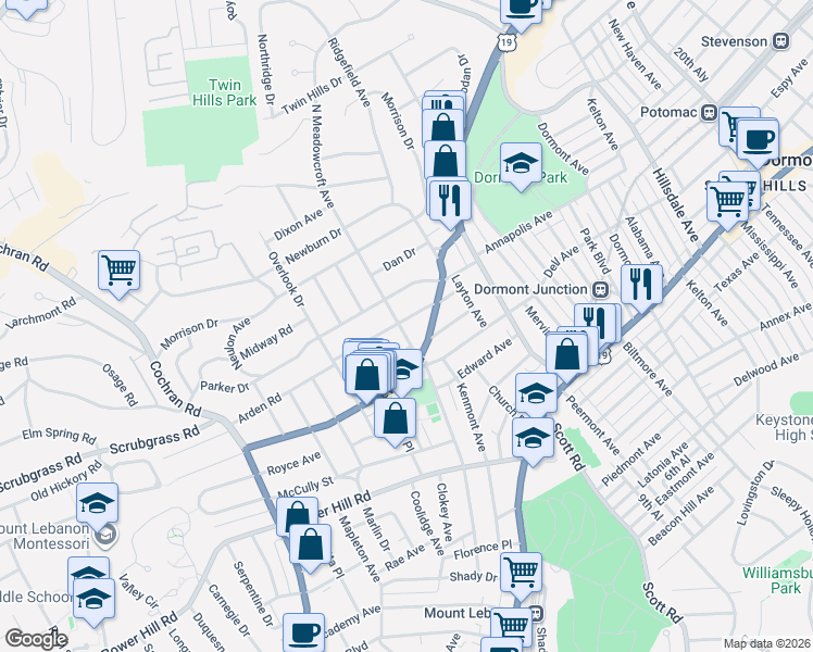 map of restaurants, bars, coffee shops, grocery stores, and more near 261 Arden Road in Pittsburgh
