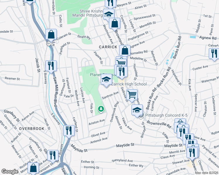 map of restaurants, bars, coffee shops, grocery stores, and more near 125 Parkfield Street in Pittsburgh