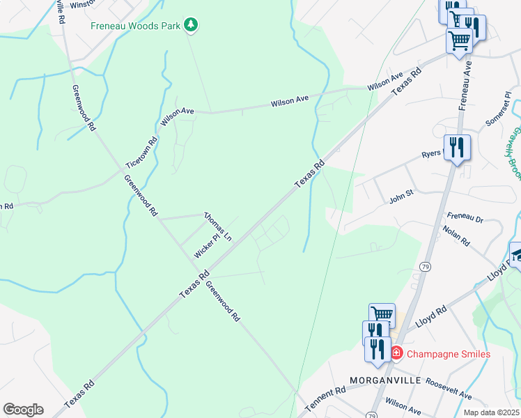 map of restaurants, bars, coffee shops, grocery stores, and more near 146 Texas Road in Marlboro Township