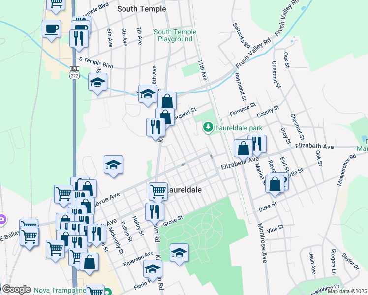 map of restaurants, bars, coffee shops, grocery stores, and more near 3520 Arlington Street in Laureldale