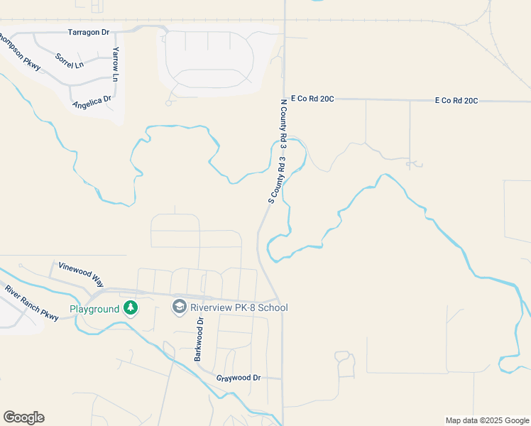map of restaurants, bars, coffee shops, grocery stores, and more near 387 South County Road 3 in Johnstown