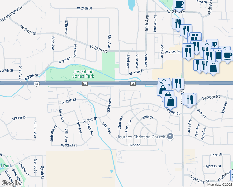 map of restaurants, bars, coffee shops, grocery stores, and more near 5551 West 29th Street in Greeley