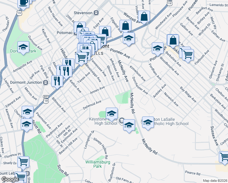 map of restaurants, bars, coffee shops, grocery stores, and more near 1100 Tennessee Avenue in Pittsburgh