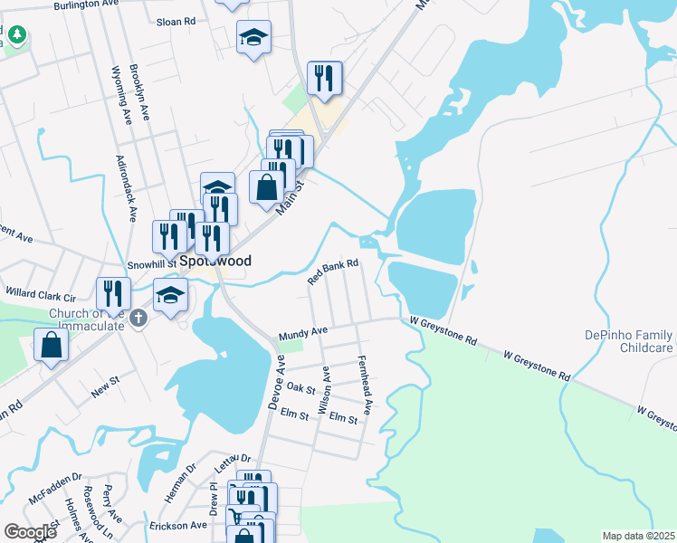 map of restaurants, bars, coffee shops, grocery stores, and more near 44 Landvale Road in Spotswood