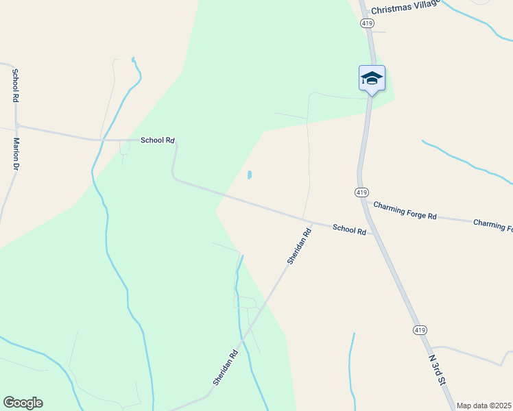 map of restaurants, bars, coffee shops, grocery stores, and more near 110 School Road in Womelsdorf