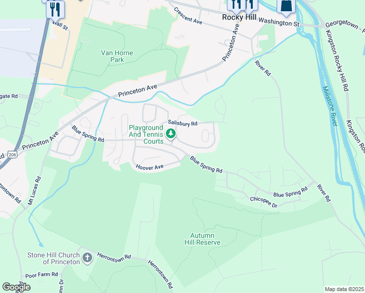 map of restaurants, bars, coffee shops, grocery stores, and more near 31 Jackson Avenue in Princeton