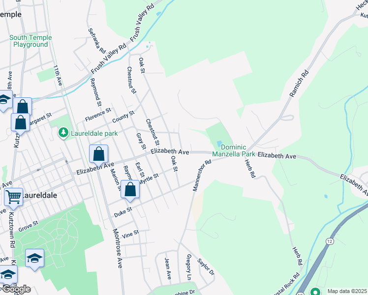 map of restaurants, bars, coffee shops, grocery stores, and more near 3401 Laurel Street in Laureldale