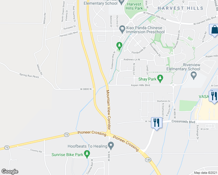 map of restaurants, bars, coffee shops, grocery stores, and more near 1610 North 800 West in Saratoga Springs