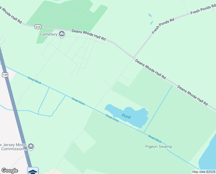 map of restaurants, bars, coffee shops, grocery stores, and more near 105 Fresh Ponds Road in Monroe Township