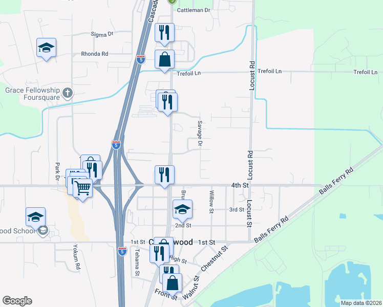 map of restaurants, bars, coffee shops, grocery stores, and more near 20853 Musket Way in Cottonwood