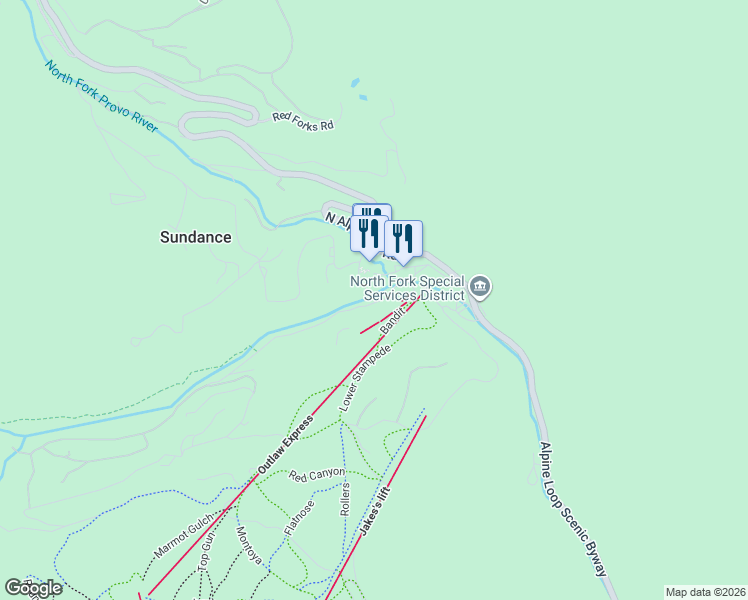 map of restaurants, bars, coffee shops, grocery stores, and more near 9014 Stewart Road in Sundance