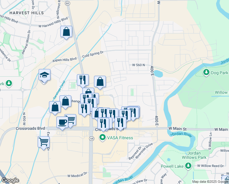 map of restaurants, bars, coffee shops, grocery stores, and more near 1607 Catagena Park Way in Saratoga Springs